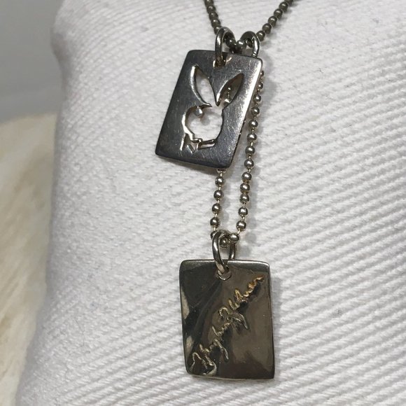 AUTHENTIC VERY HTF PLAYBOY STERLING BUNNY & HUGH HEFNER DOG TAG NECKLACE 17.5" - Picture 13 of 14